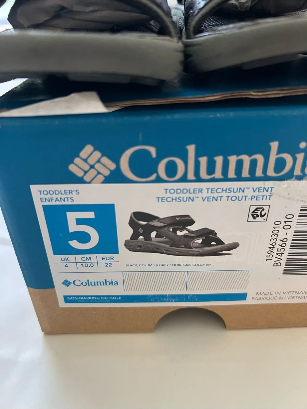 Columbia Black Toddler Sport Sandals with Adjustable Velcro Straps